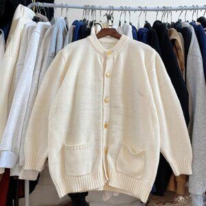 Cozy Cream Knit Cardigan Oversized Pocket Sweater